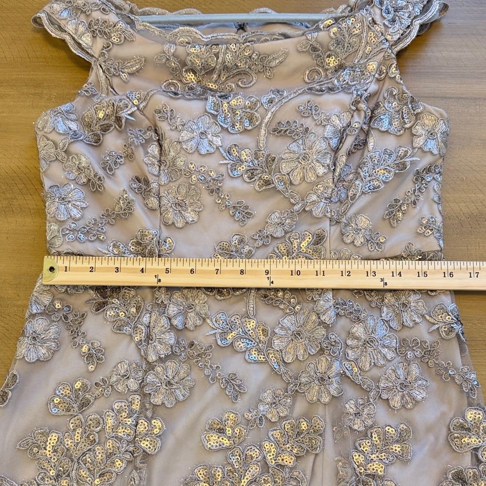 Alex Evenings Champagne Sequin embroidered Formal Mother of Bride Dress Size 10P - Picture 6 of 6